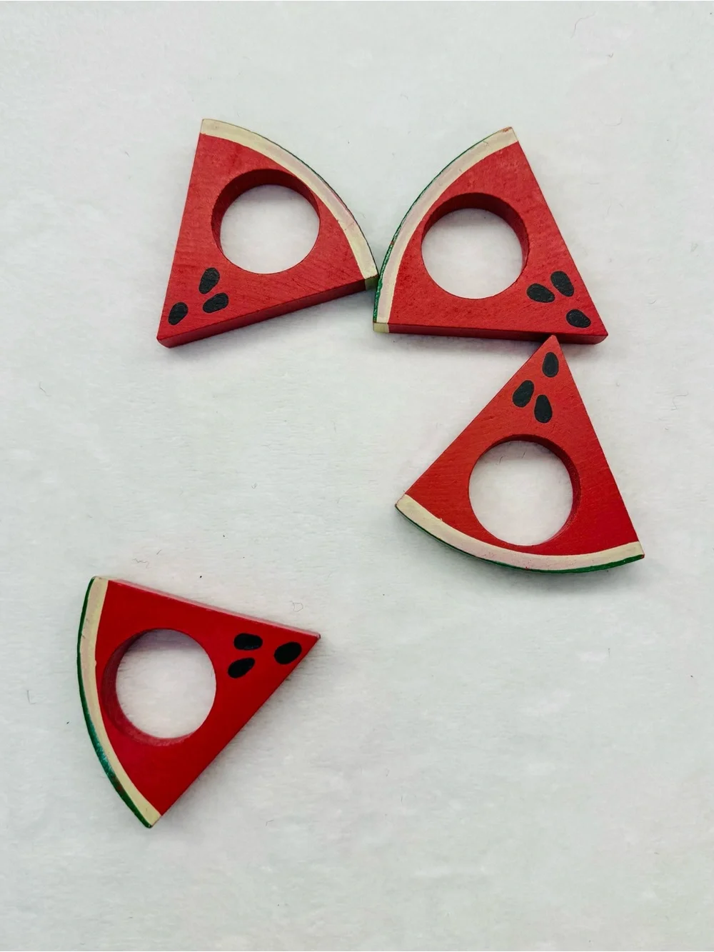 Watermelon Slice Wooden Napkin Rings - Red Summer Table Décor (4)